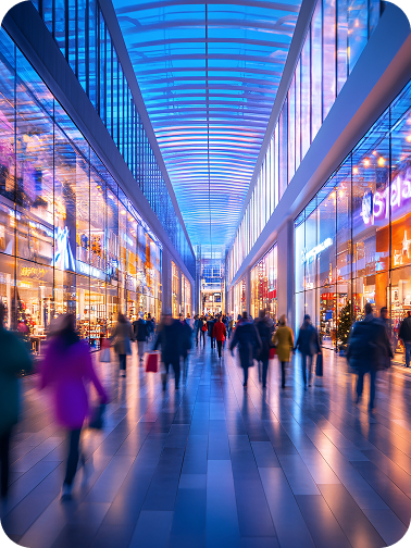Movimento da população em centro comercial