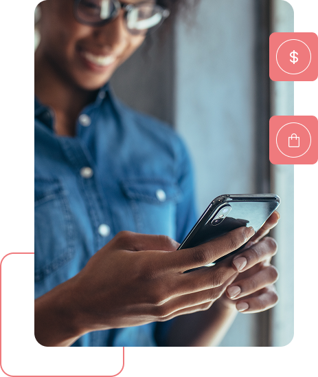 Figura feminina com telemóvel na mão
